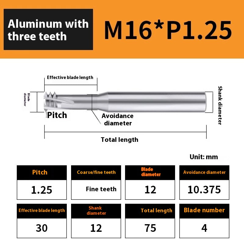 2135-65° aluminum with colorful thread milling cutter lengthened single tooth three-tooth full thread machining center tungsten carbide milling cutter M3M4M5 Shandong Denso Pricision Tools Co.,Ltd.